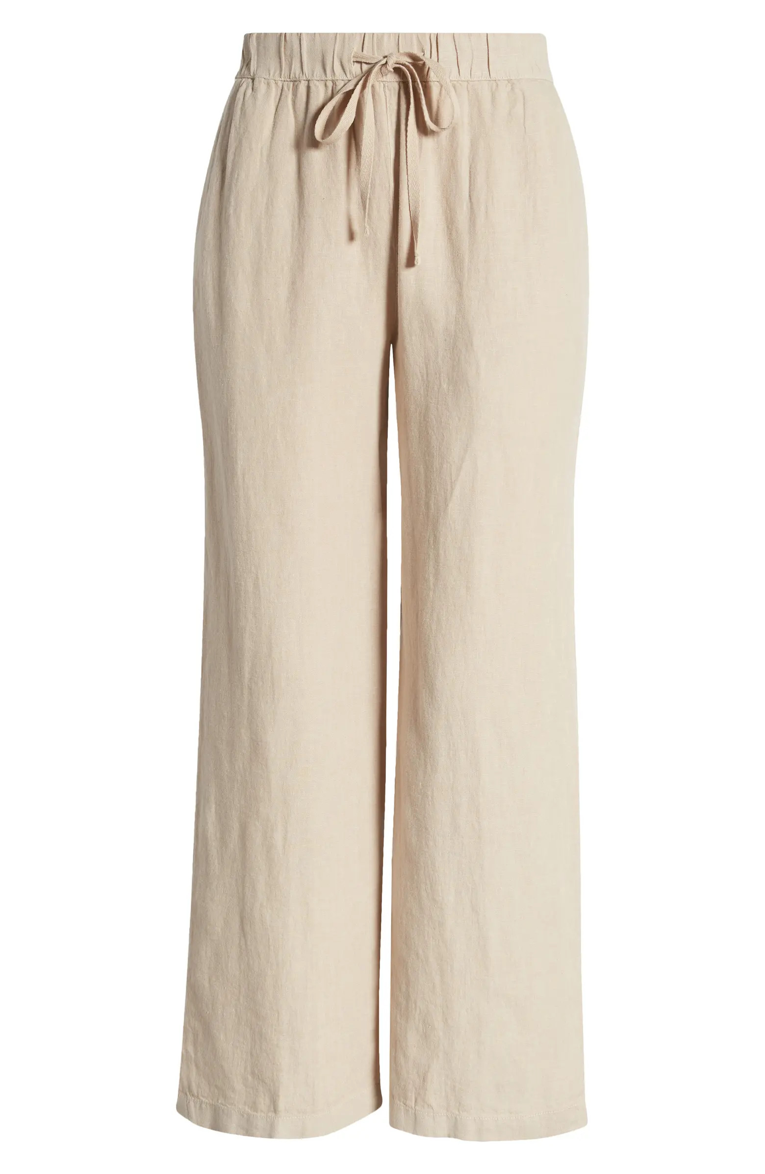 Drawstring Straight Leg Linen Pants | Nordstrom