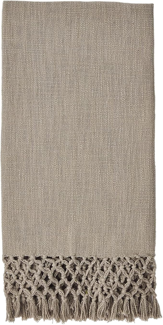 Mud Pie Macrame Throw Blanket, Taupe, 50" x 60" | Amazon (US)