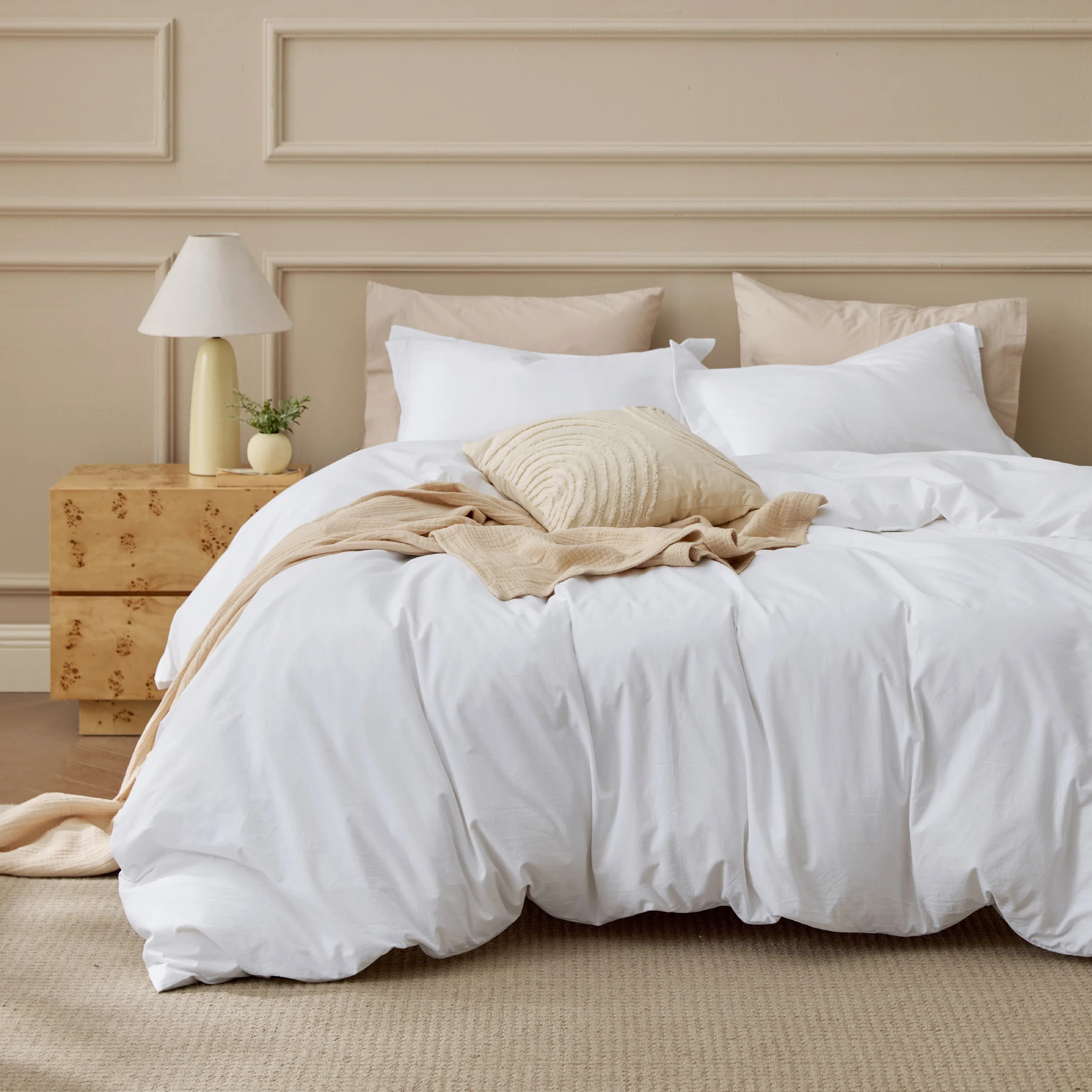 Bedsure 100% Washed Cotton Duvet Cover Set - Minimalist Cotton Duvet Cover Linen Like For All Sea... | Wayfair North America