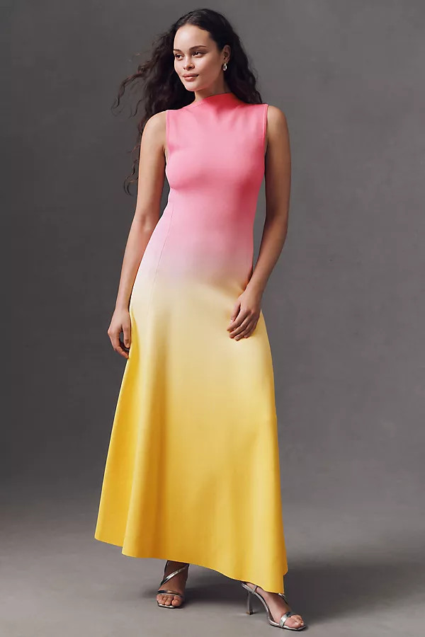 Acler Orkney Asymmetrical High-Neck Ombre Midi Dress | Anthropologie (US)