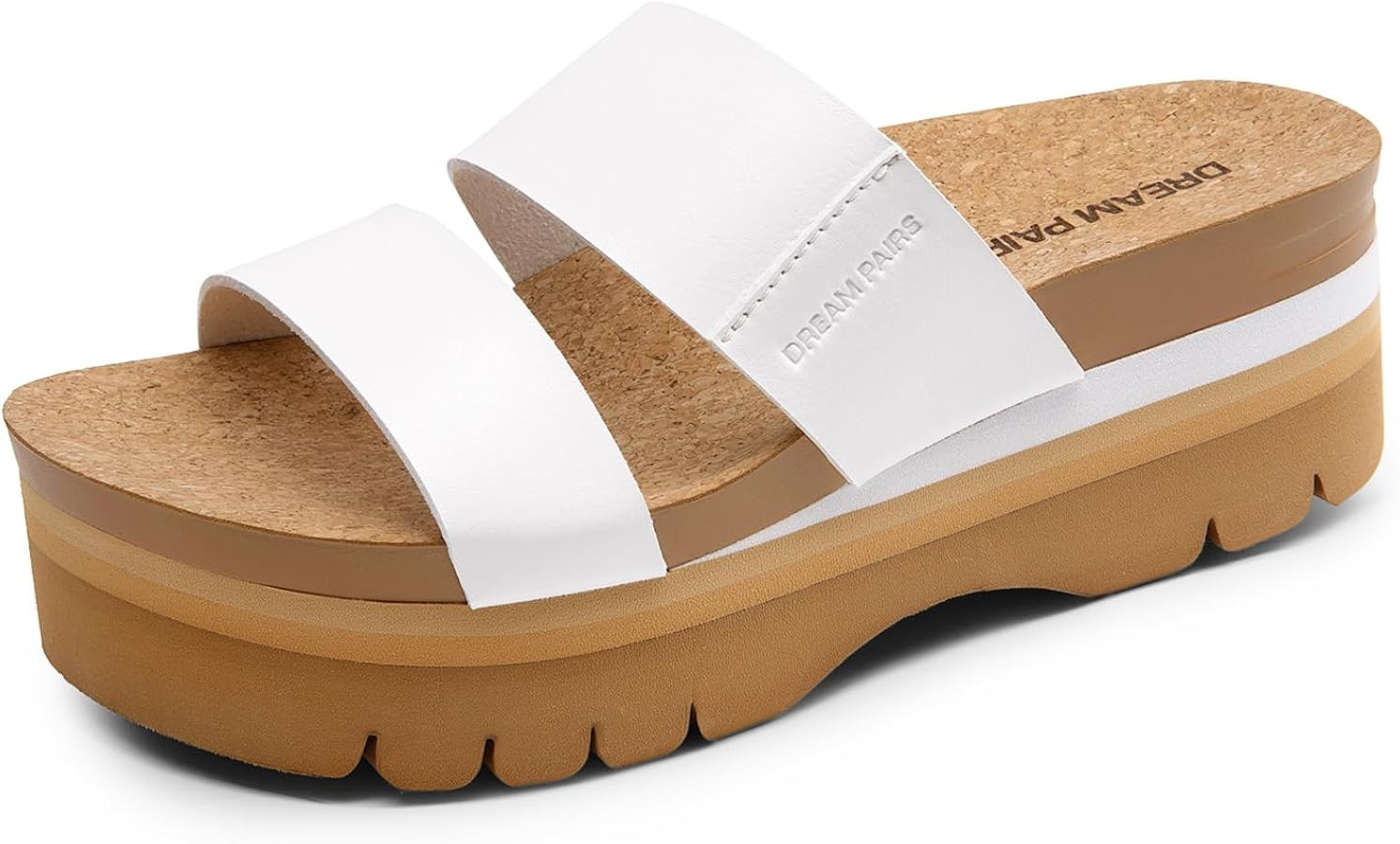 DREAM PAIRS Women's Platform Slides Sandals Comfortable Arch Support Two Strap Slip On Fashion Be... | Amazon (US)