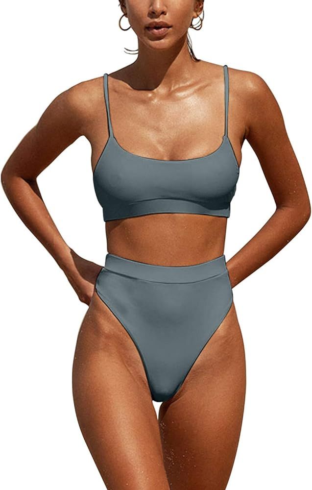 MELYUM Womens High Waisted Swimsuits Bottom Padded Bathing Suits Bikini Sets Top Two Piece Swimwe... | Amazon (US)