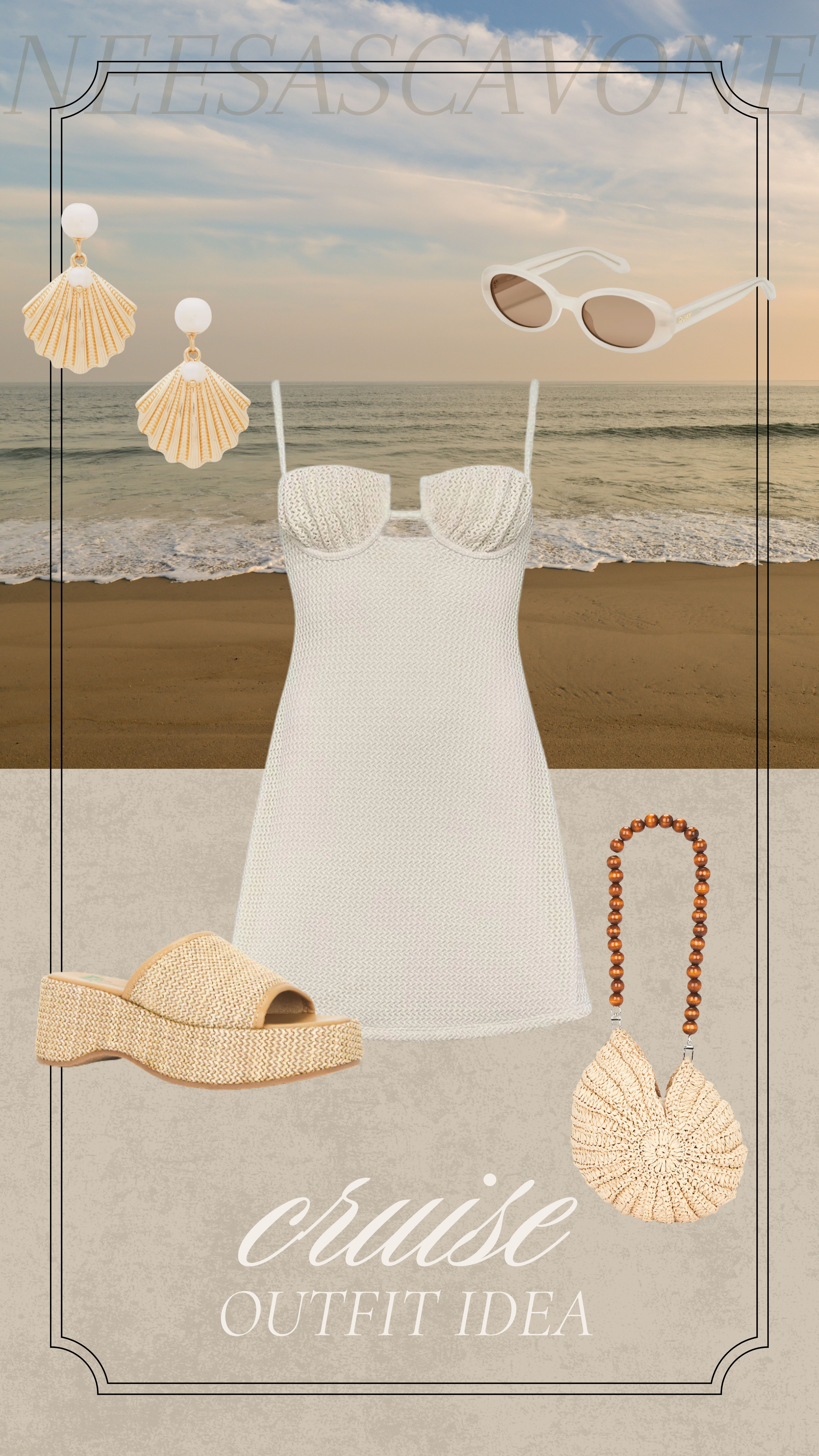 Neutral coastal cruise outfit 🤍 This textured white mini dress is perfect for a cruise dinner, beach vacation, resort night, or summer date night. Paired with woven platform sandals, shell earrings, a straw handbag, and white oval sunglasses for the ultimate chic vacation look. #LTKStyleTip #LTKTravel #LTKSeasonal #CruiseOutfit #CruiseStyle #VacationOutfit #BeachVacationStyle #ResortWear #SummerOutfitIdeas #WhiteDressOutfit #CoastalStyle #NeutralStyle #VacationFashion #BeachDinnerOutfit #SummerFashion #ResortOutfit #VacationLooks #TravelStyle #BeachyStyle #VacationWardrobe #CruiseFashion #SummerVacationOutfit #WovenSandals #StrawBagStyle #NeutralOutfitInspo 

 #LTKgrwm #LTKootd #LTKTravel