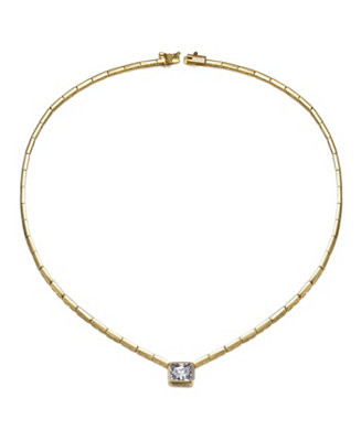 Rachel GlauberModern 14k Gold Plated East-West CZ Solitaire Necklace | Macy's