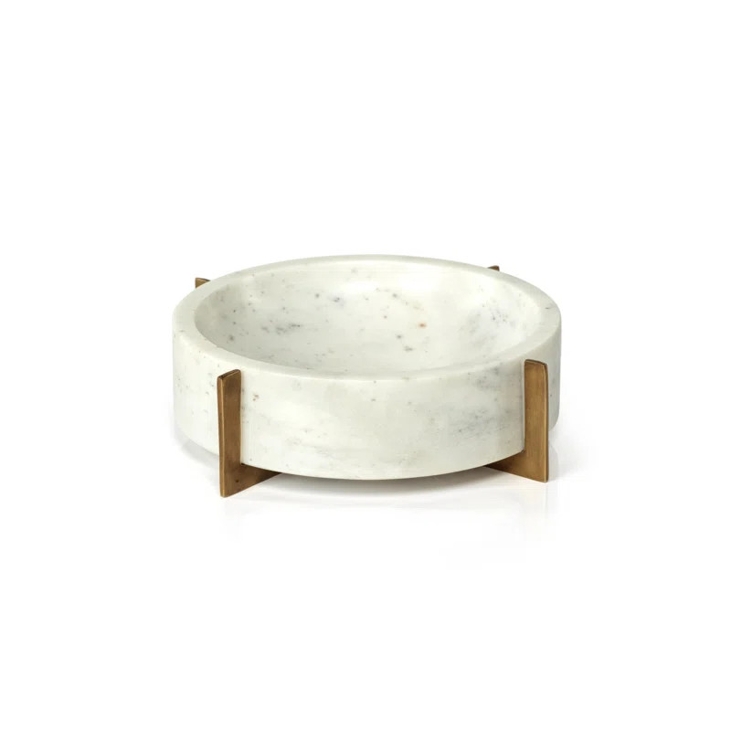 Everly Quinn Peterstown Marble Decorative Bowl in White | Wayfair | Wayfair North America