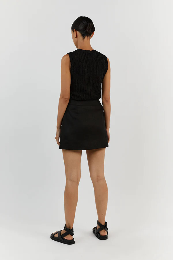 EVA BLACK LINEN SKORT | DISSH