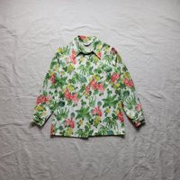 Vintage 60S Floral Pattern Blouse Green White Retro Midcentury USA Made | Etsy (US)