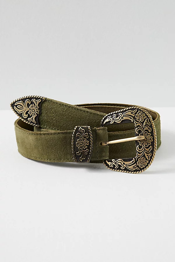 Black Rock Western Belt by Free People, Dried Basil, M/L | Free People (Global - UK&FR Excluded)
