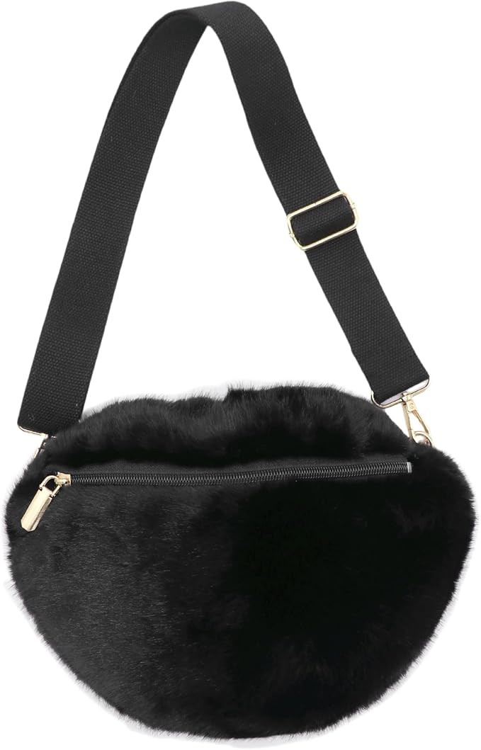 Fuzzy Fanny Pack for Women Faux Fur Belt Bum Bag Small Casual Crossbody Purse Waist Packs Leopard... | Amazon (US)