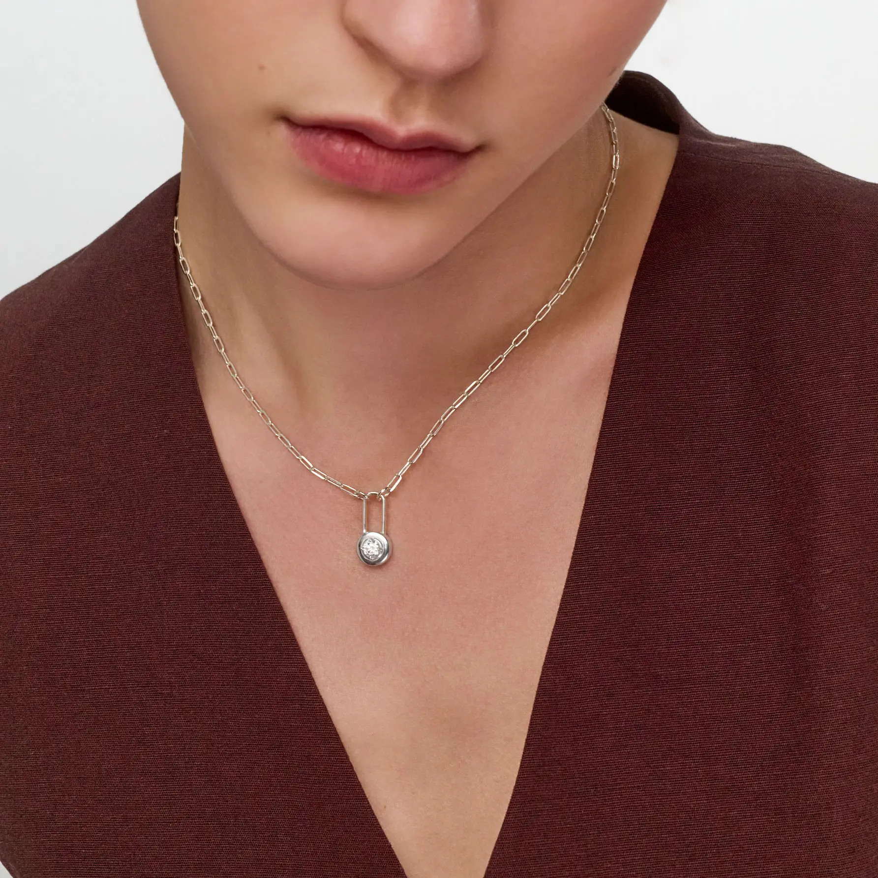 Lock & Luna charm with Round cut Moissanite - Silver | Oak & Luna (US)