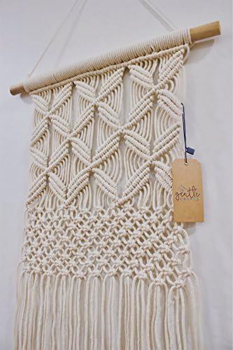 Gentle Crafts BoHo Macrame Hanging Wall Decor: Decorative Wall Art Cotton Rope Cord Woven Tapestr... | Amazon (US)