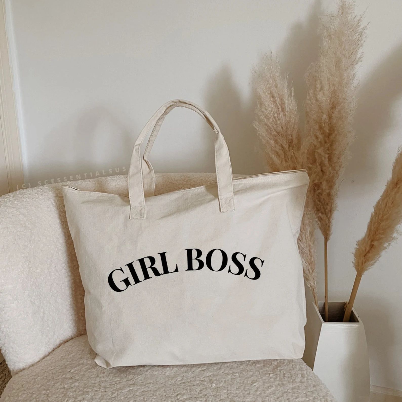 XL Zippered Girl Boss Tote Bag  Boss Lady Tote Bag  | Etsy | Etsy (US)