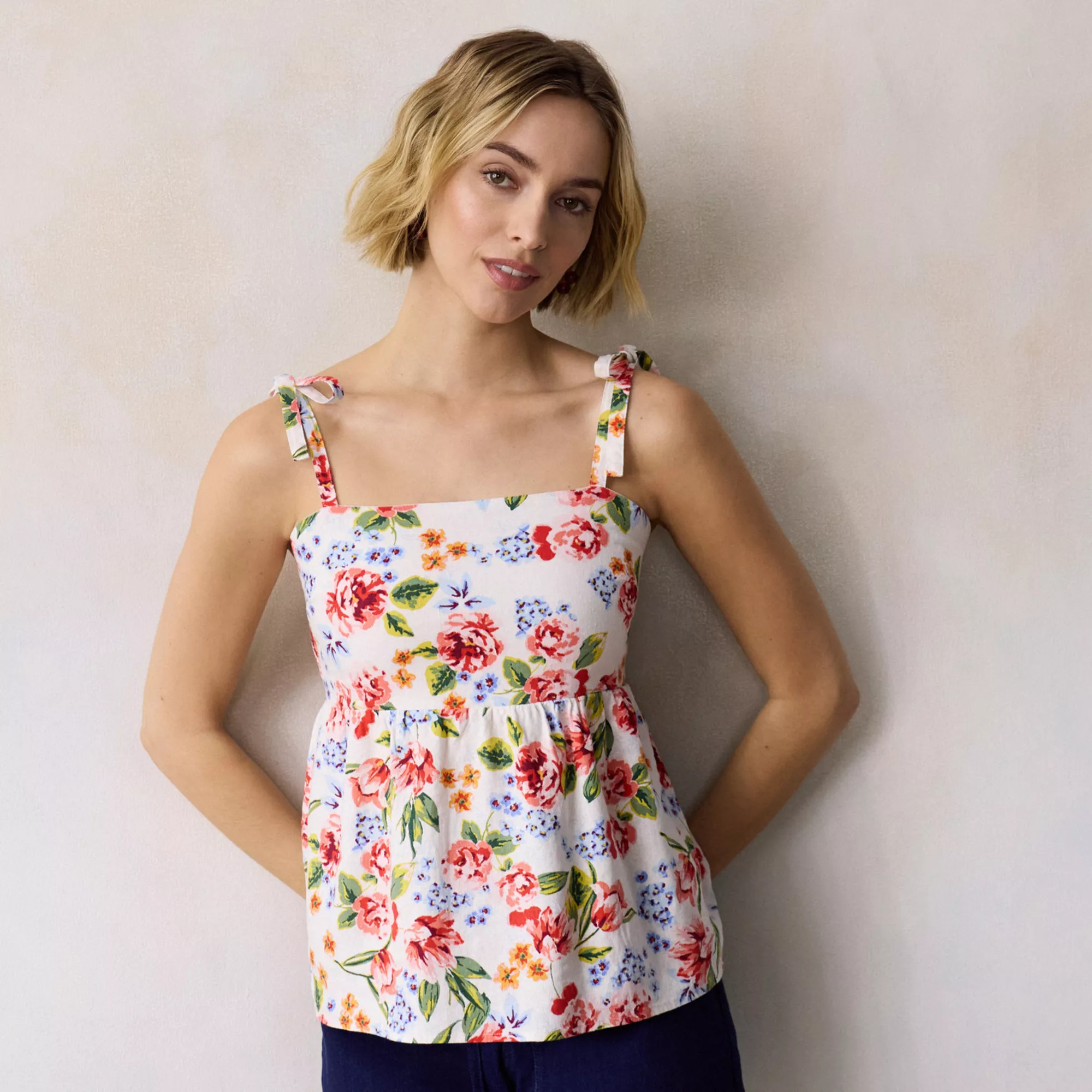Women's LC Lauren Conrad Tie Strap Babydoll Tank Top | Kohl's