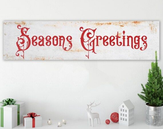 Vintage Style Seasons Greetings Christmas Sign for Mantel, Modern Farmhouse Wall Decor, Seasonal ... | Etsy (US)