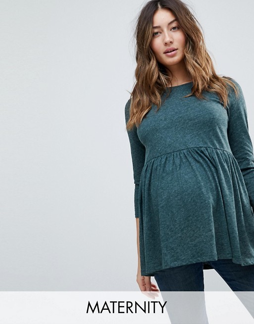 New Look Maternity Long Sleeve Peplum Top | ASOS US