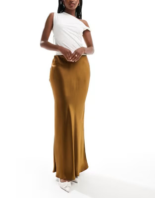 & Other Stories satin maxi skirt in brown | ASOS (Global)