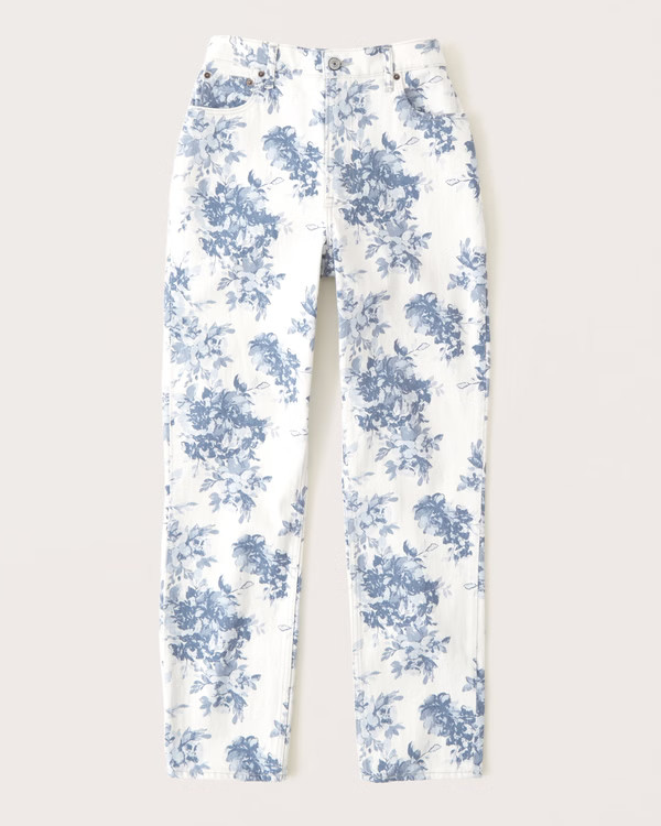 Curve Love Printed Ultra High Rise 90s Straight Jeans | Abercrombie & Fitch (US)
