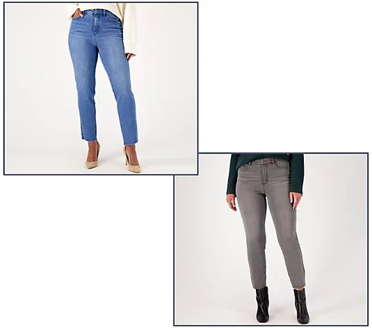 Girl With Curves Raw Hem Girlfriend Jeans - QVC.com | QVC