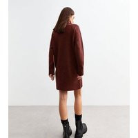 Burgundy Knit Roll Neck Mini Jumper Dress New Look | New Look (UK)