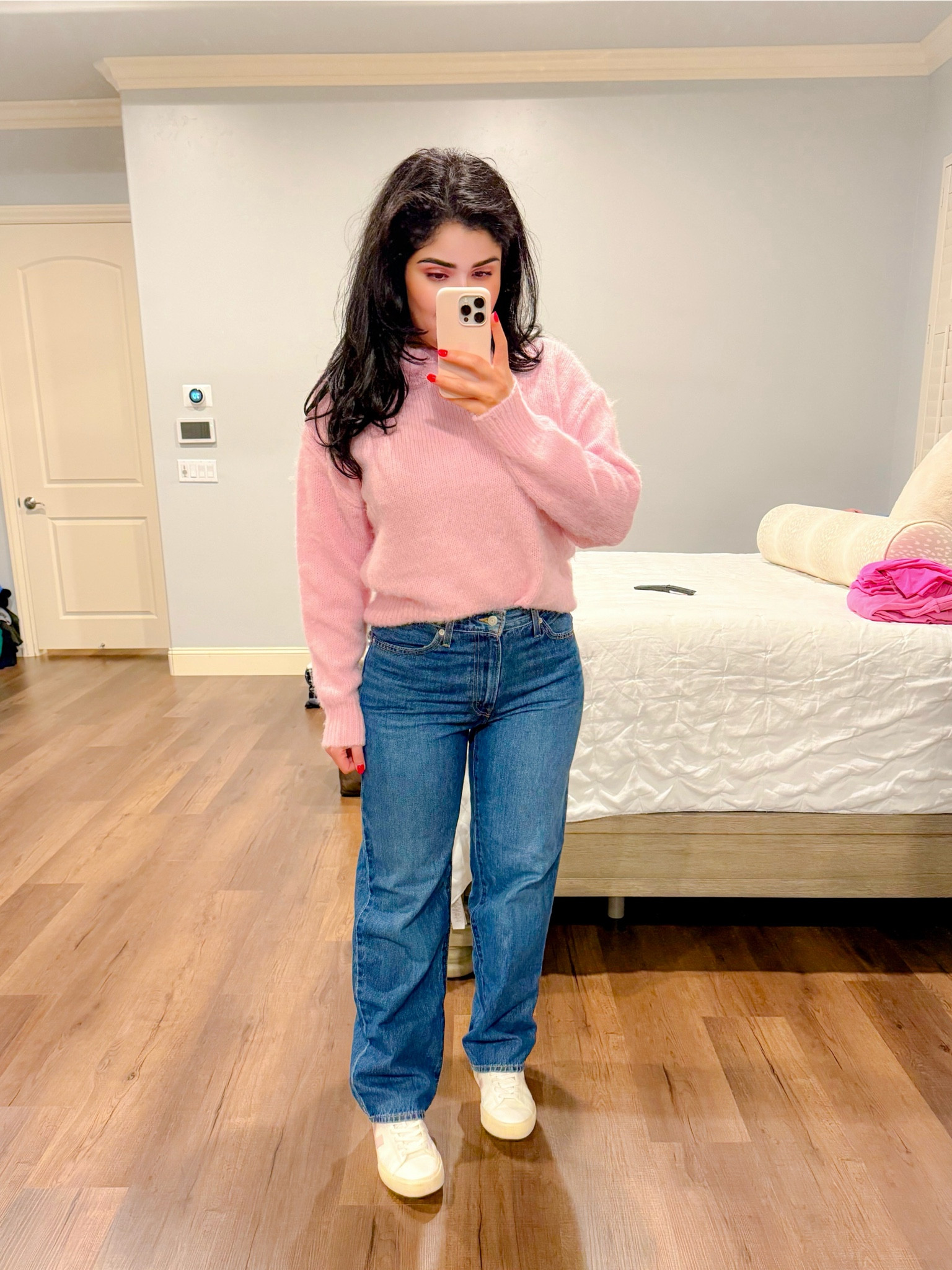 Picked up this sweater and jeans yesterday, both for under $80! Love these jeans so much, so comfortable. Both run true to size. 

Pink sweater, jeans, straight jeans, Levi’s jeans, veja sneakers 

#LTKfindsunder50 #LTKGiftGuide #LTKsalealert