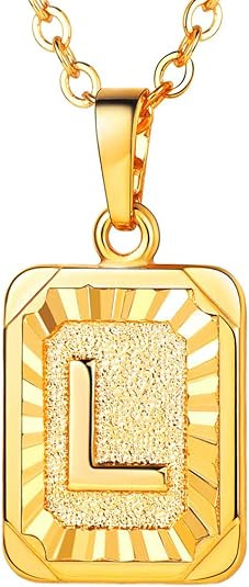 U7 Monogram Necklace A-Z 26 Letters Pendants 18K Gold/Platinum Plated Square Tiny Initial Necklac... | Amazon (US)