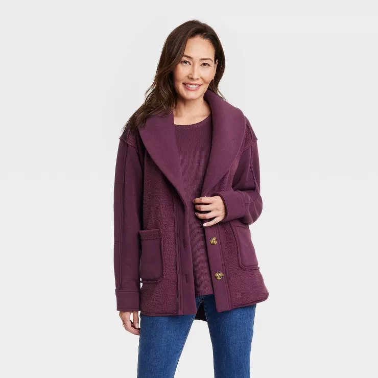 Women's Fleece Shawl Collar Jacket - Knox Rose™ | Target