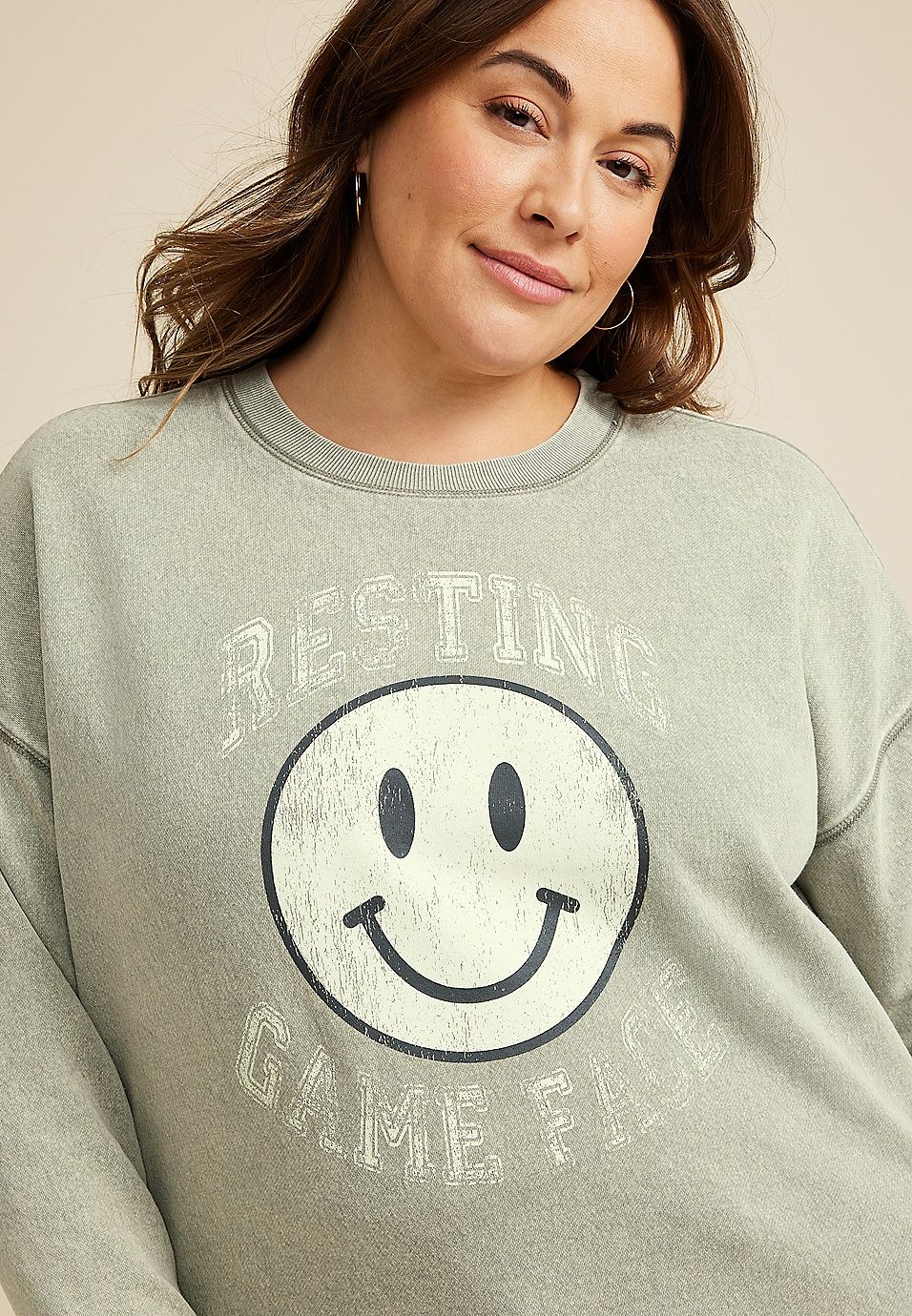 Plus Size Resting Game Face Sweatshirt | Maurices