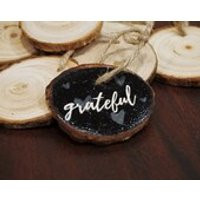 Grateful Farmhouse Style Christmas Wood Slice Ornament hand painted and hung with twine. Great gift or decoration! Family Holiday decor | Etsy (US)