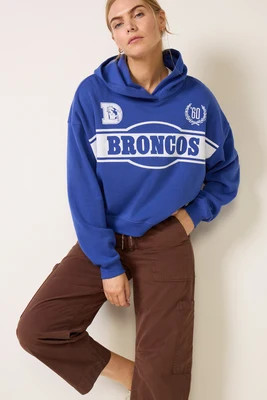 JUNK FOOD Women's Broncos Oversized Crop Hoodie, Size XL, Liberty Blue | Evereve