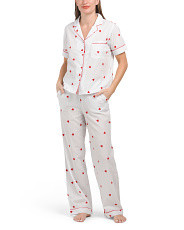 2pc Heart Embroidered Striped Sleep Set | Women | Marshalls | Marshalls