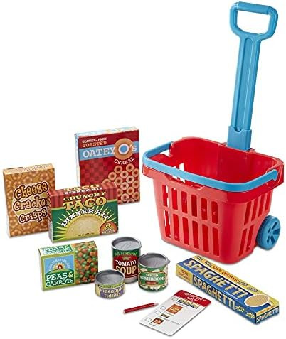 Melissa & Doug Fill and Roll Grocery Basket Play Set With Play Food Boxes and Cans (11 pcs), Frus... | Amazon (US)