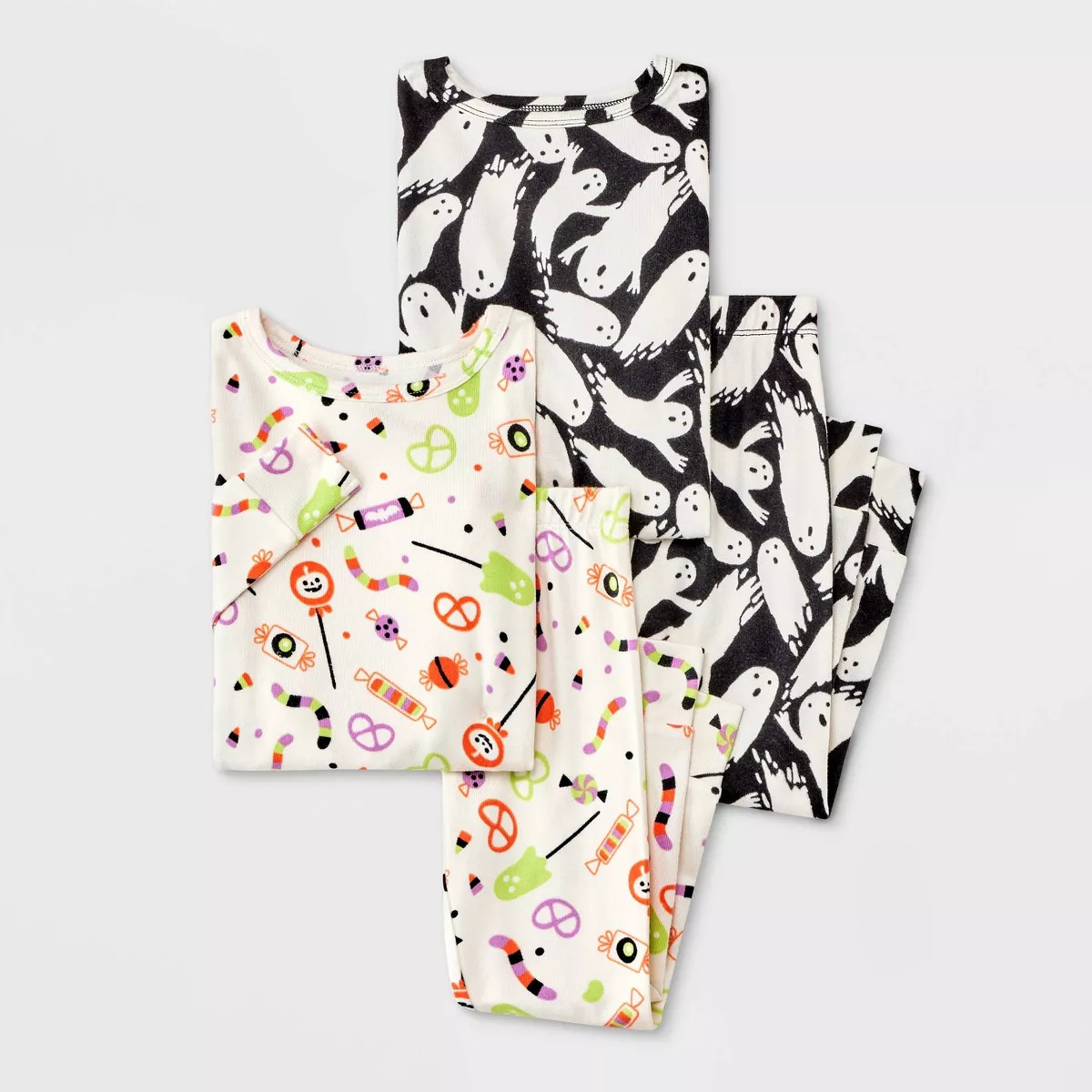 Toddler Boys' Soft Brushed Tight Fit 2pc Ghosts and Candy Pajama Set - Cat & Jack™ Black | Target