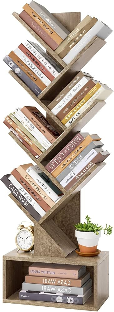 Hoctieon 6 Tier Tree Bookshelf, Tall Bookcase with Drawer, Freestanding Book Shelf, Display Floor... | Amazon (US)