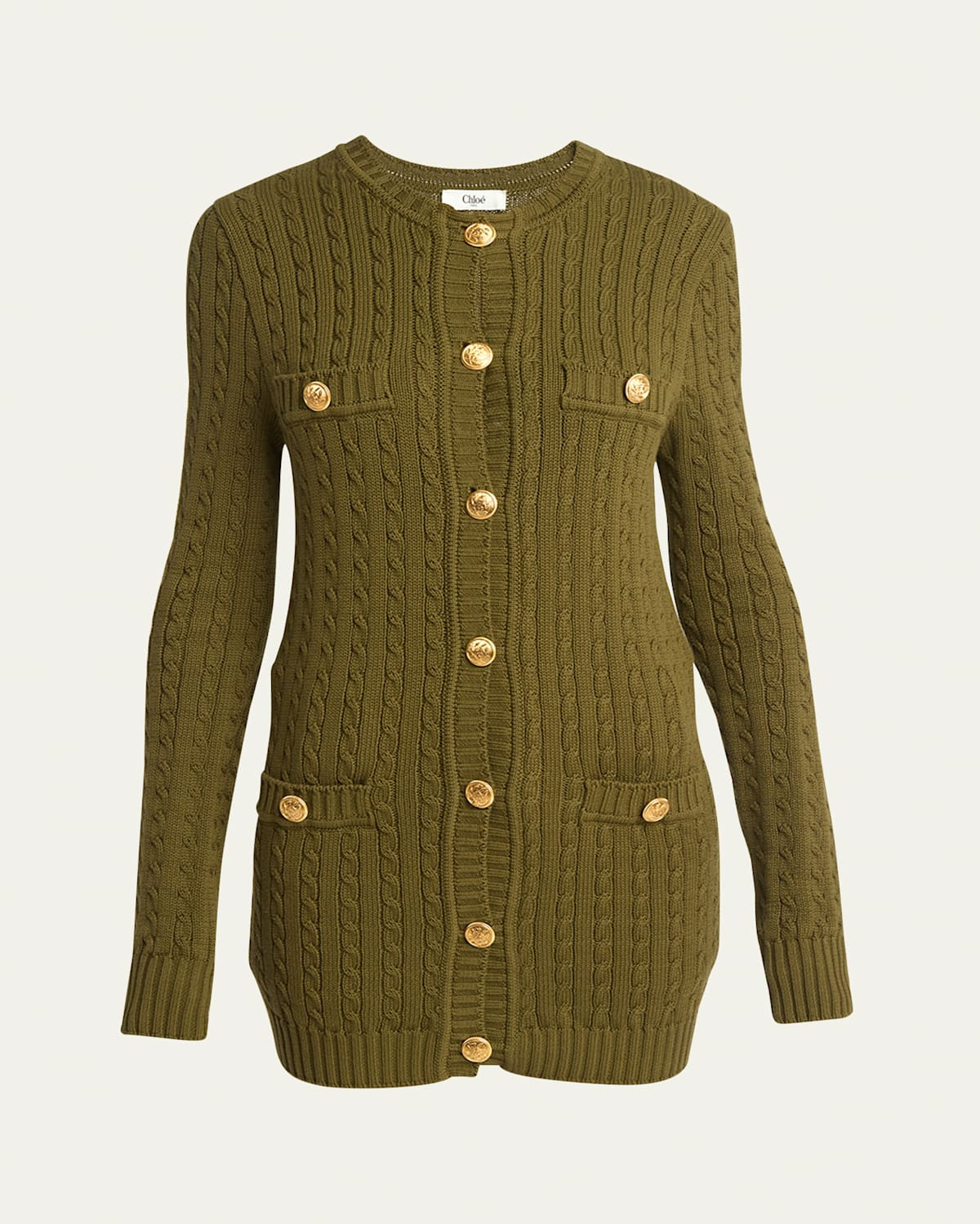 Cable-Knit Cardigan with Gold-Tone Buttons | Bergdorf Goodman