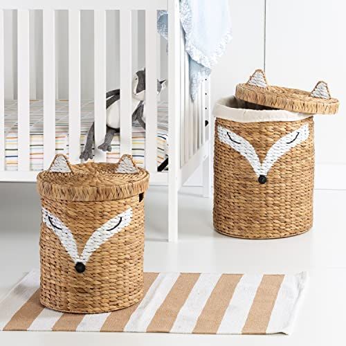 Honey-Can-Do Set of Two Fox Shaped Storage Baskets with Lid, Natural STO-09151 Natural | Amazon (US)