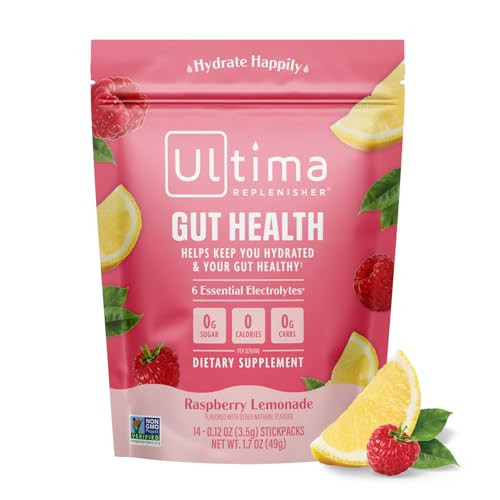 Ultima Replenisher Gut Health Supplement and Electrolytes Powder - Raspberry Lemonade, 14 Stickpacks - Hydration Packets with Added Gut Health Benefits | Amazon (US)