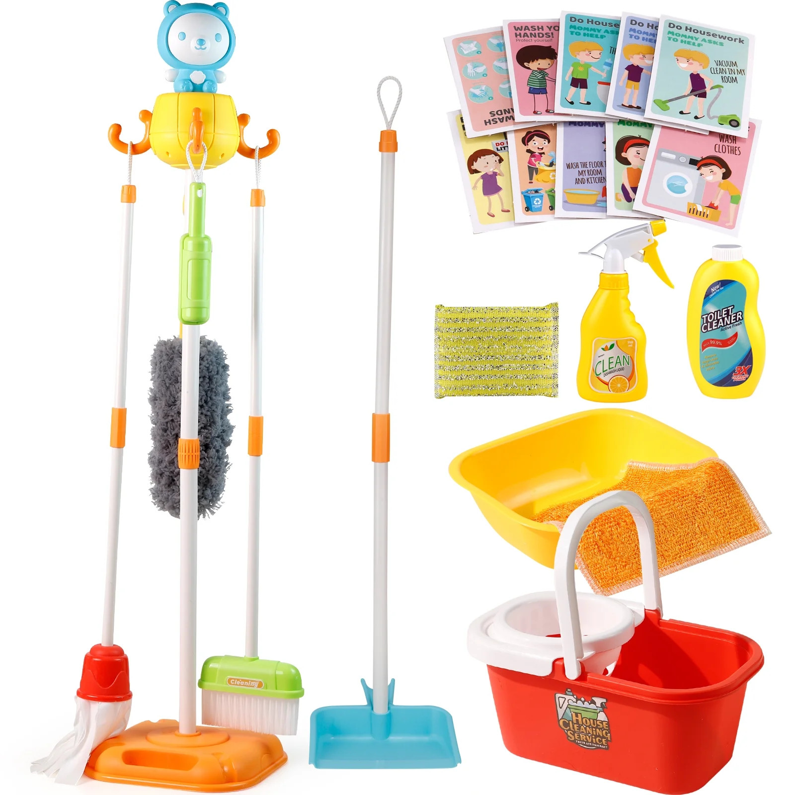 NETNEW Kids Cleaning Set Pretend Play Toys for girls 3-6 years 22 Piece for Toddlers Broom Set Ho... | Walmart (US)