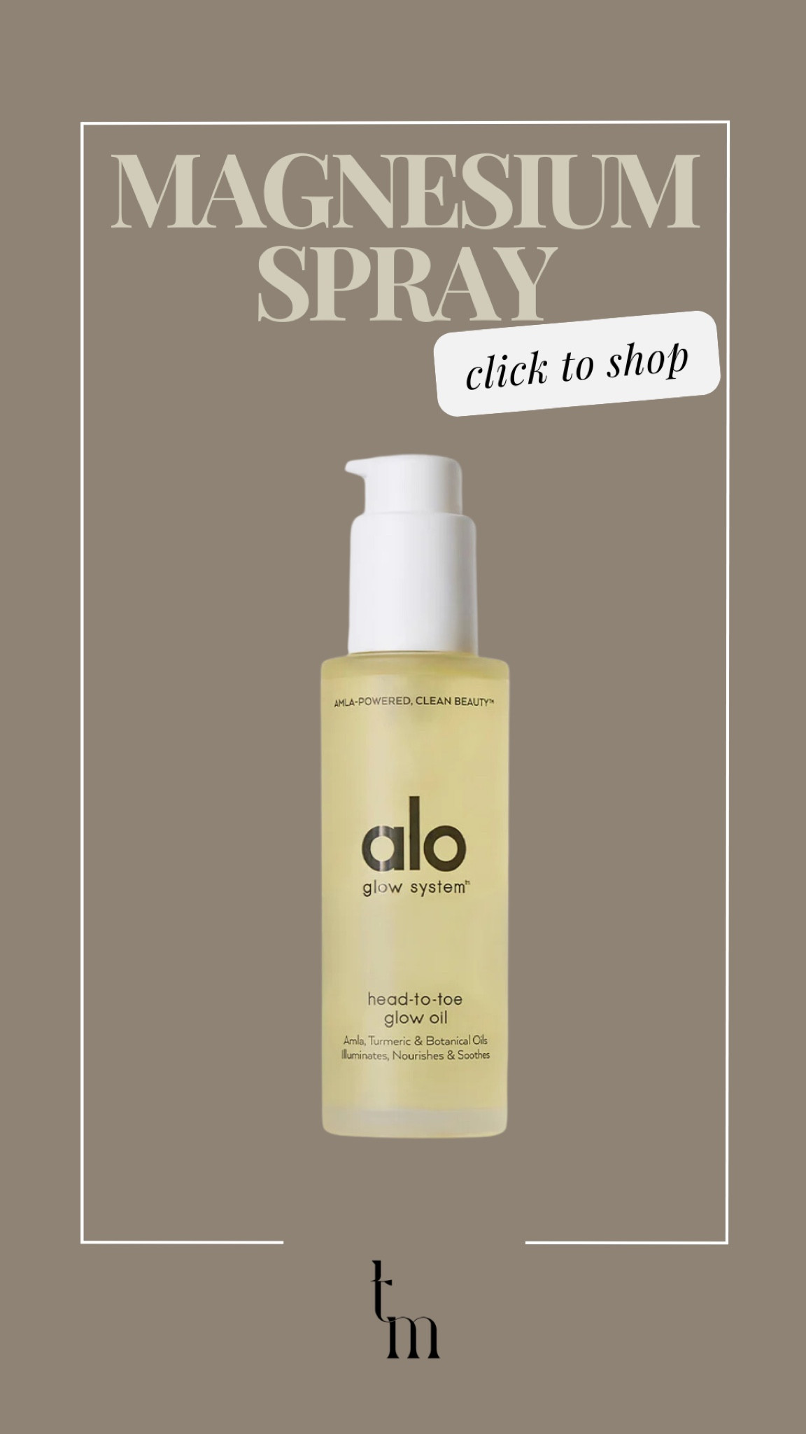 Magnesium Spray from Alo has been a saving grace for me! I love spraying this on my feet or legs before bed and it has an almost instant calming effect. Magnesium has changed my sleep completely! 