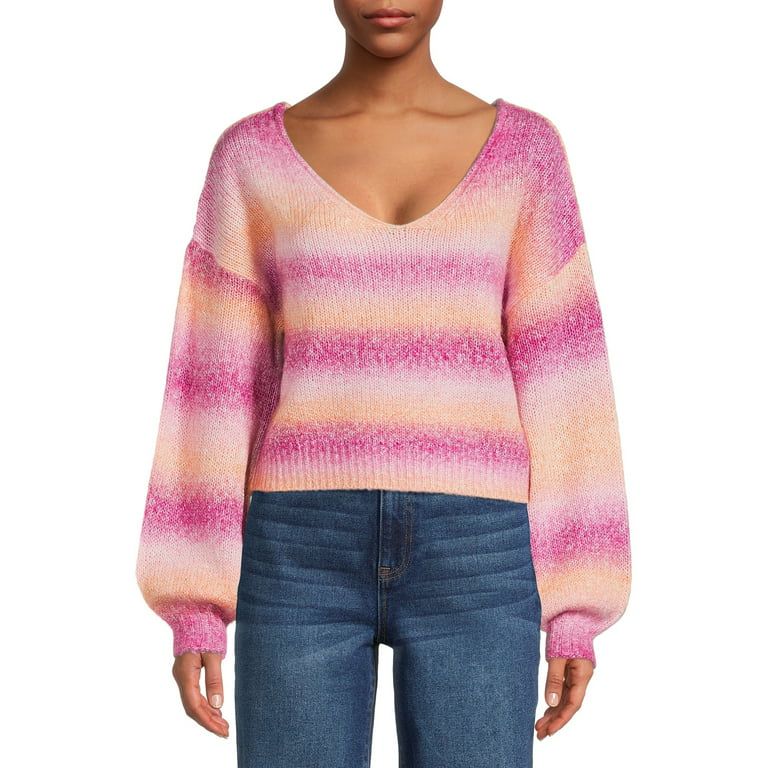 Daily Thread Women's Junior' Space Dye Rainbow Pullover Sweater | Walmart (US)