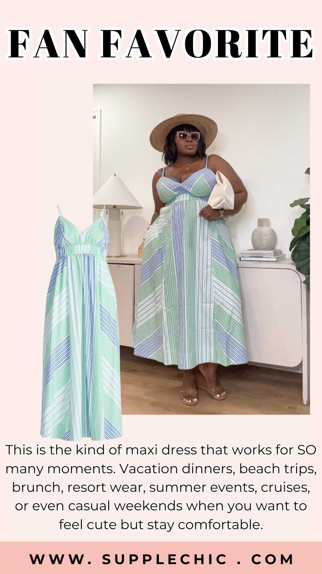 This is the kind of maxi dress that works for SO many moments. Vacation dinners, beach trips, brunch, resort wear, summer events, cruises, or even casual weekends when you want to feel cute but stay comfortable. #VacationStyle #MaxiDress #SummerDress #ResortWear #CurvyStyle #BeachVacationOutfit #PlusSizeFashion #EffortlessStyle #VacationOutfits #LTKStyle 

 #LTKootd #LTKSeasonal #LTKMidsize