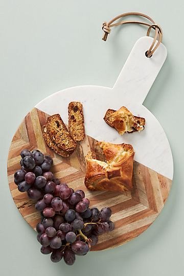 Chevron Marble Round Cheese Board | Anthropologie (US)