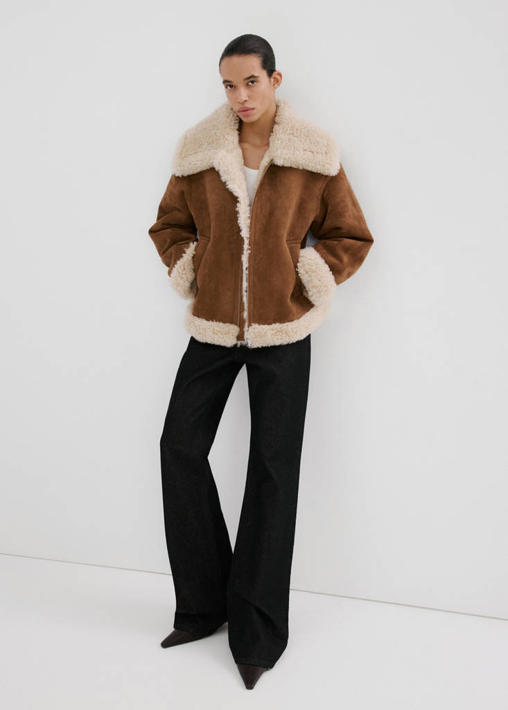Double-faced shearling jacket brown - Women - M - MANGO | Mango (US/MX/AU)