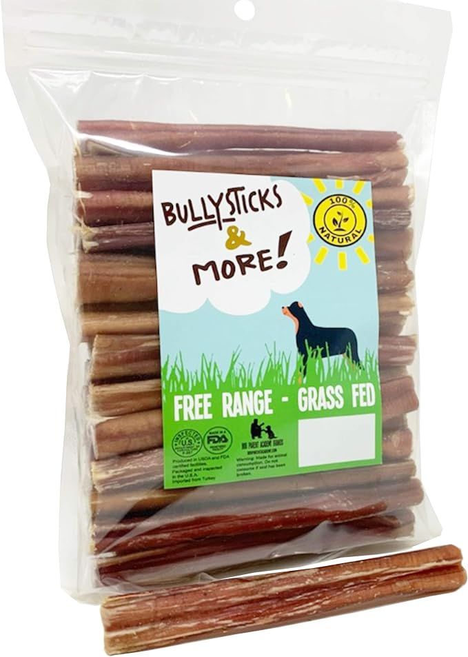 6 Inch Bully Sticks (Thin, Regular, Thick, Bites and Braids) | Bully Sticks for Dogs | 100% Grass... | Amazon (US)