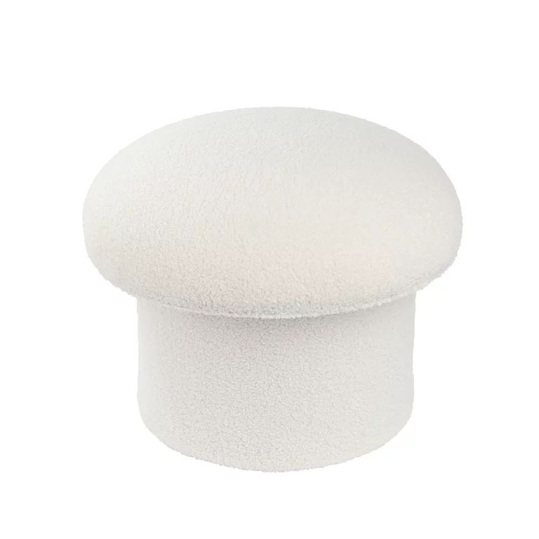 Mainstays Boucle Mushroom Upholstered Storage Ottoman, Cream | Walmart (US)