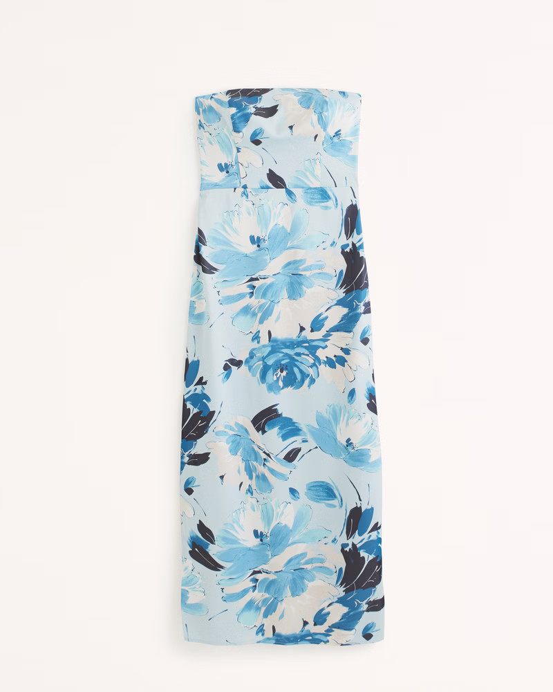 Strapless Satin Maxi Dress | Abercrombie & Fitch (US)