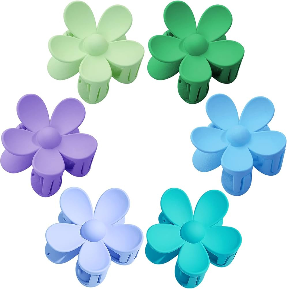 Flower Hair Clips 6PCS Flower Claw Clips Cute Hair Claw Clip Daisy Clips Matte Large Claw Clips S... | Amazon (US)