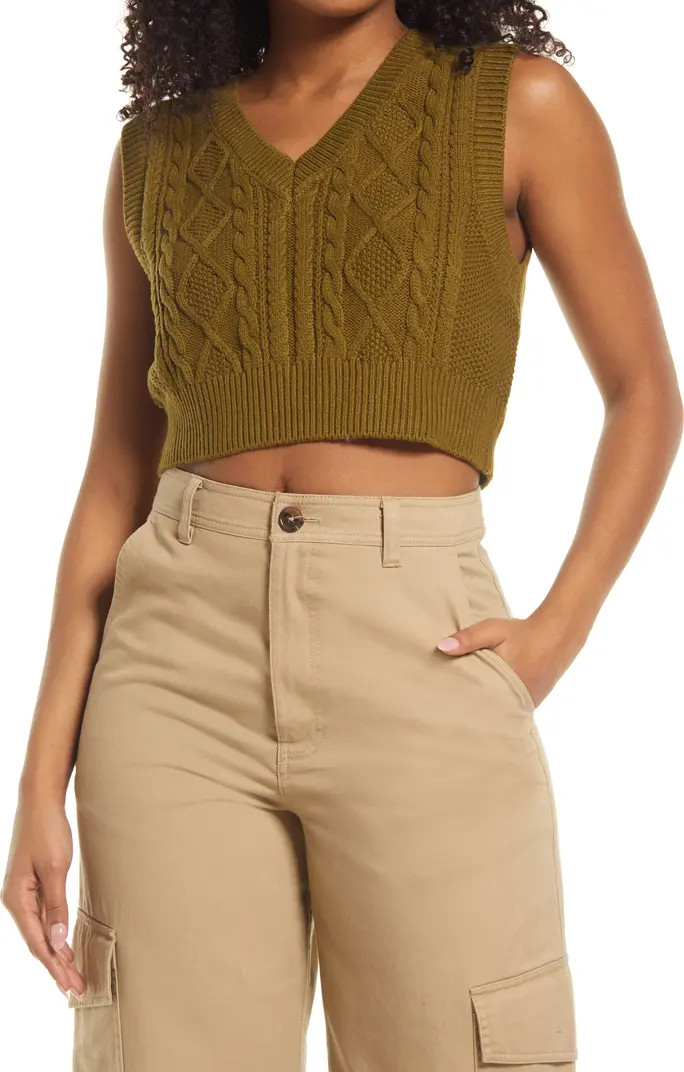 BDG Urban Outfitters Cable Stitch Crop Vest | Nordstrom | Nordstrom