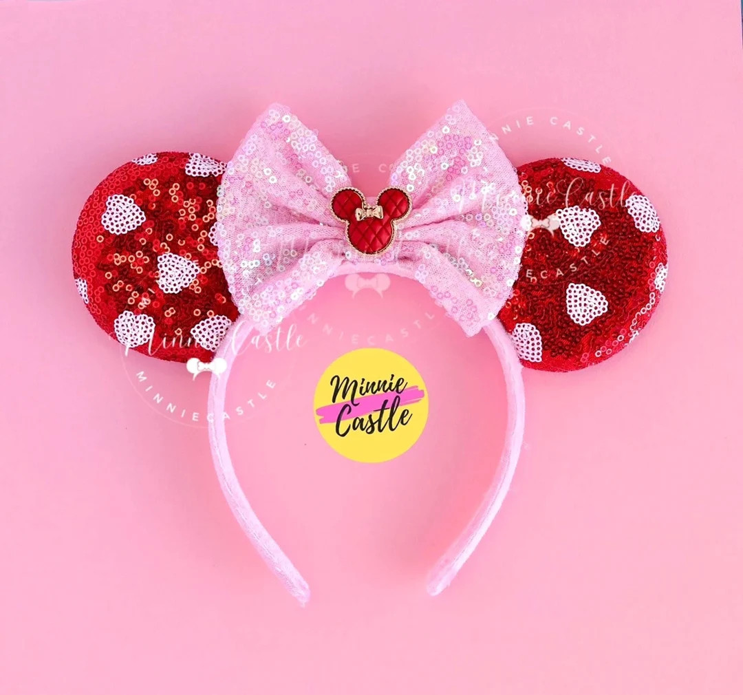 Mouse Ears Valentines Day Red Pink Heart Headband Mickey Minnie Charm - Etsy | Etsy (US)