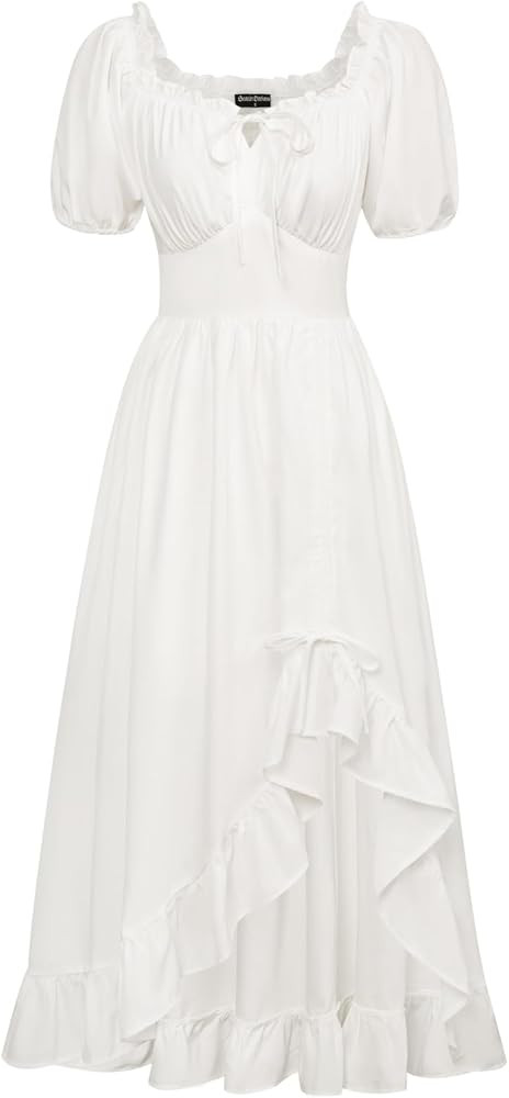 Scarlet Darkness Renaissance Dress Women Cottagecore Corset Dress Ruffle Maxi Dress with Pockets | Amazon (US)