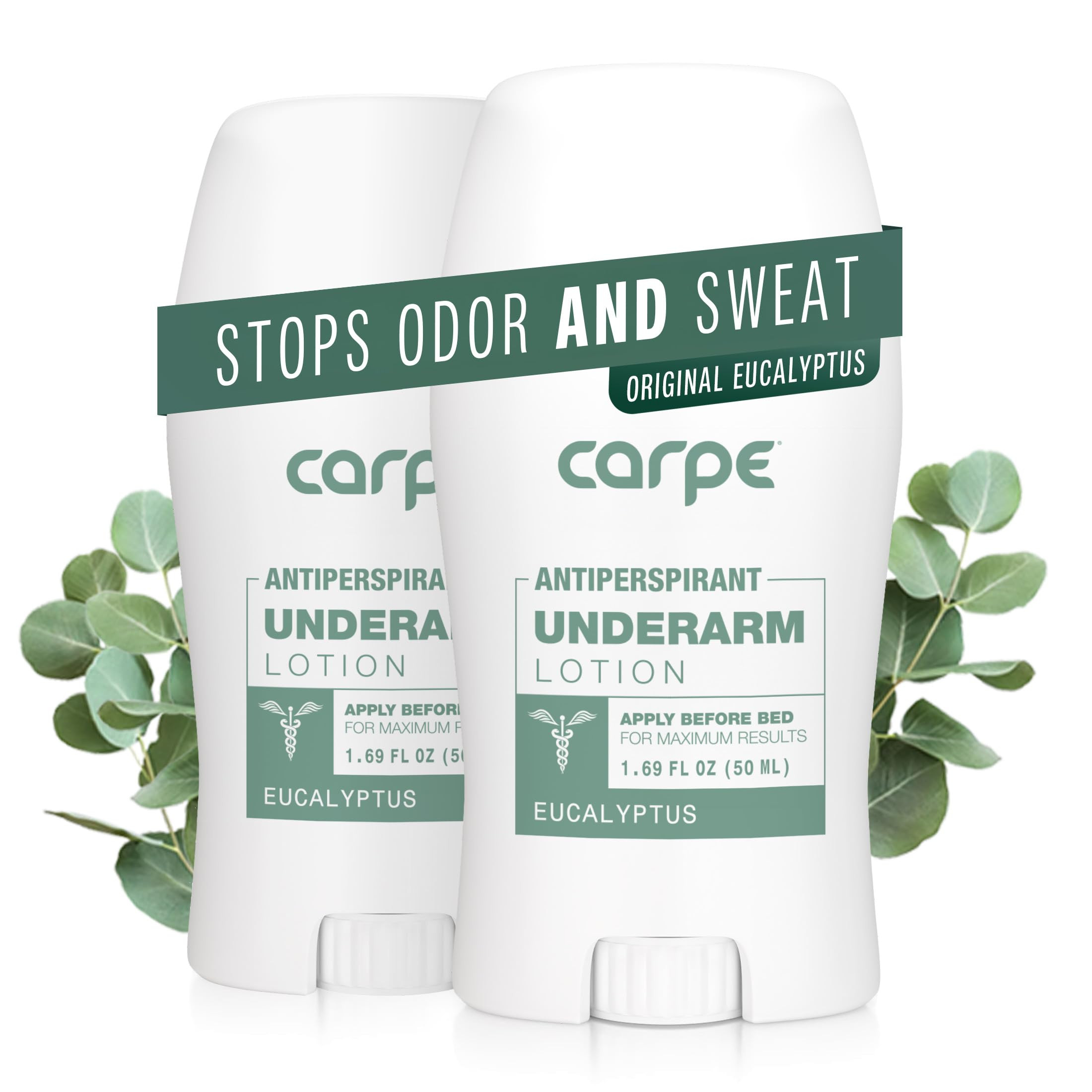 Carpe Underarm Antiperspirant and Deodorant, Clinical strength antiperspirant with all-natural eucalyptus scent, Combat excessive sweating and stay fresh. Great for hyperhidrosis (Pack of 2) | Amazon (US)